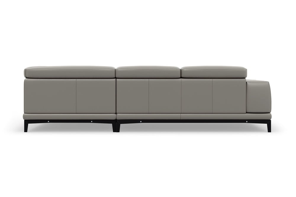 Valencia Valletta Top Grain Leather L-Shape with Right Chaise Sofa, Grey