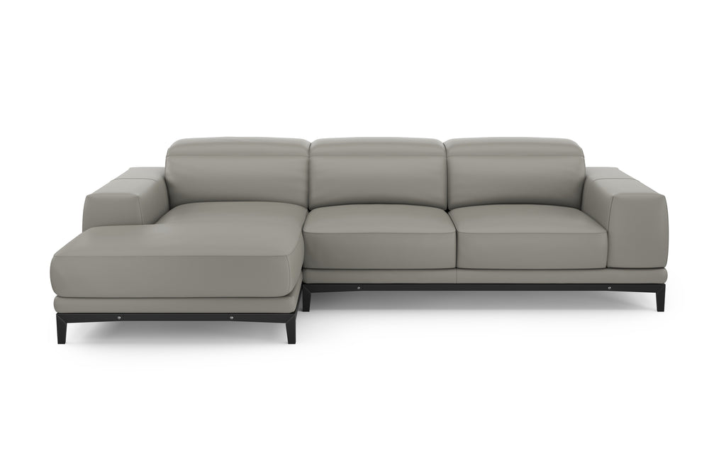 Valencia Valletta Top Grain Leather Three Seats with Left Chaise Sofa, Grey