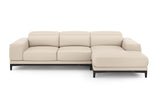 Valencia Valletta Top Grain Leather Three Seats with Right Chaise Sofa, Rose Beige