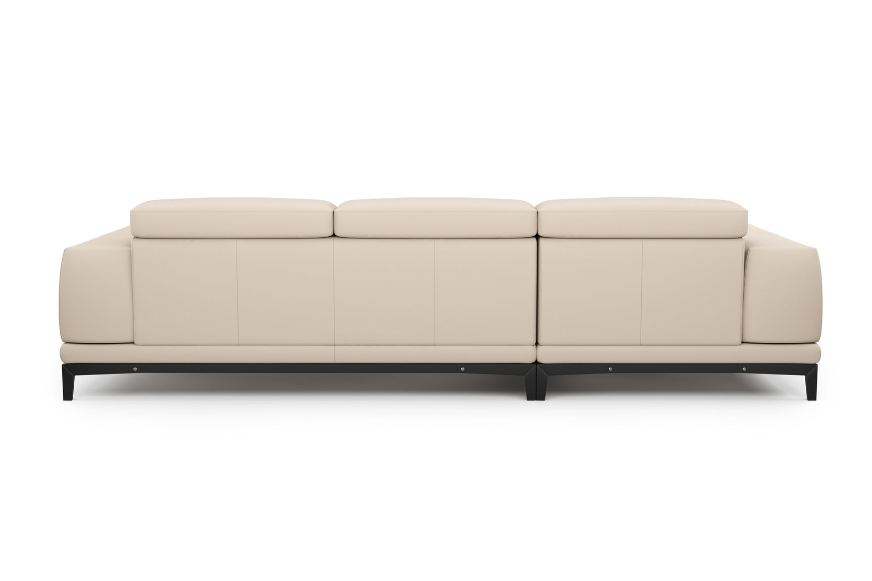Valencia Valletta Top Grain Leather Three Seats with Left Chaise Sofa, Rose Beige