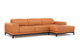 Valencia Valletta Top Grain Leather Three Seats with Right Chaise Sofa, Cognac