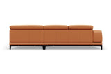 Valencia Valletta Top Grain Leather Sectional L-Shape with Right Chaise Sofa, Cognac