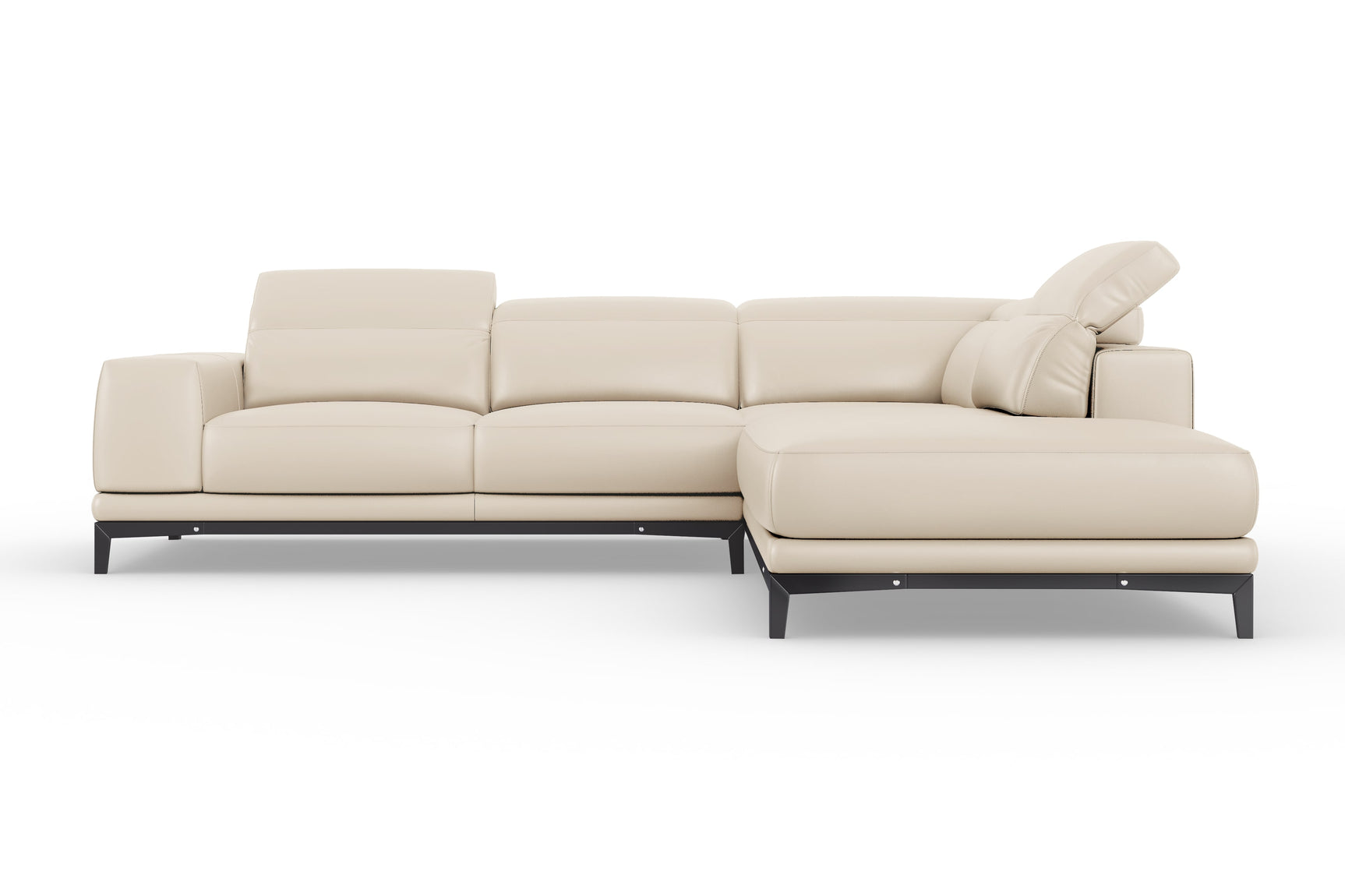 Valencia Valletta Top Grain Leather L-Shape with Right Chaise Sofa, Rose Beige