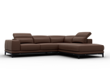 Valletta Sectional Leather Sofa, L-Shape & Right Chaise, Dark Brown