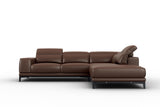 Valletta Sectional Leather Sofa, L-Shape & Right Chaise, Dark Brown