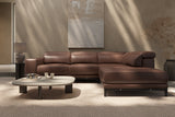 Valletta Sectional Leather Sofa, L-Shape & Right Chaise, Dark Brown
