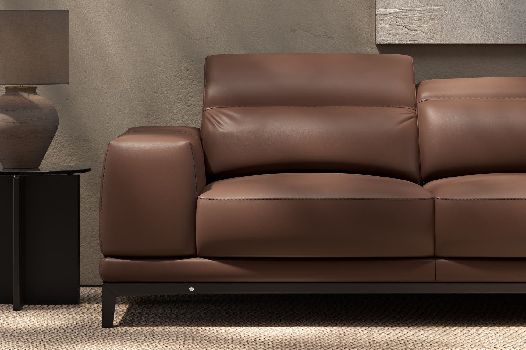 Valletta Sectional Leather Sofa, L-Shape & Right Chaise, Dark Brown