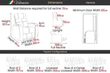 Valencia Verona Power Headrest Row of 4 Loveseat Center Black