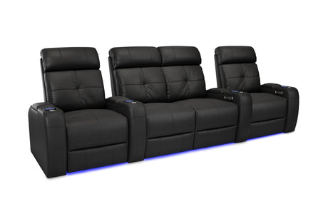 Valencia Verona Power Headrest Row of 4 Loveseat Center Black