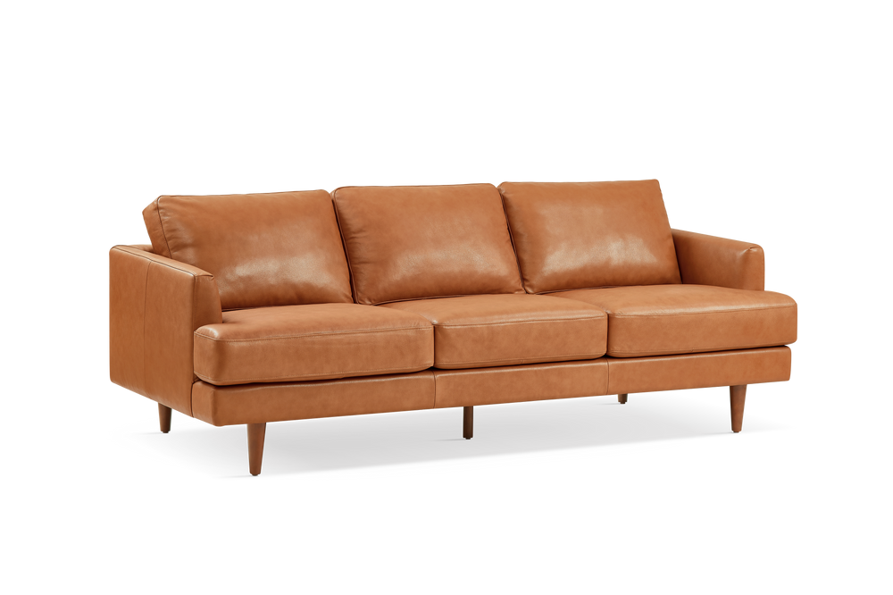 Valencia Grosseto Top Grain Leather Sofa Three Seats Cognac