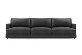 Valencia Serena Leather Three Seats Sectional Sofa, Black
