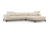 Valencia Valletta Top Grain Leather L-Shape with Right Chaise Sofa, Rose Beige