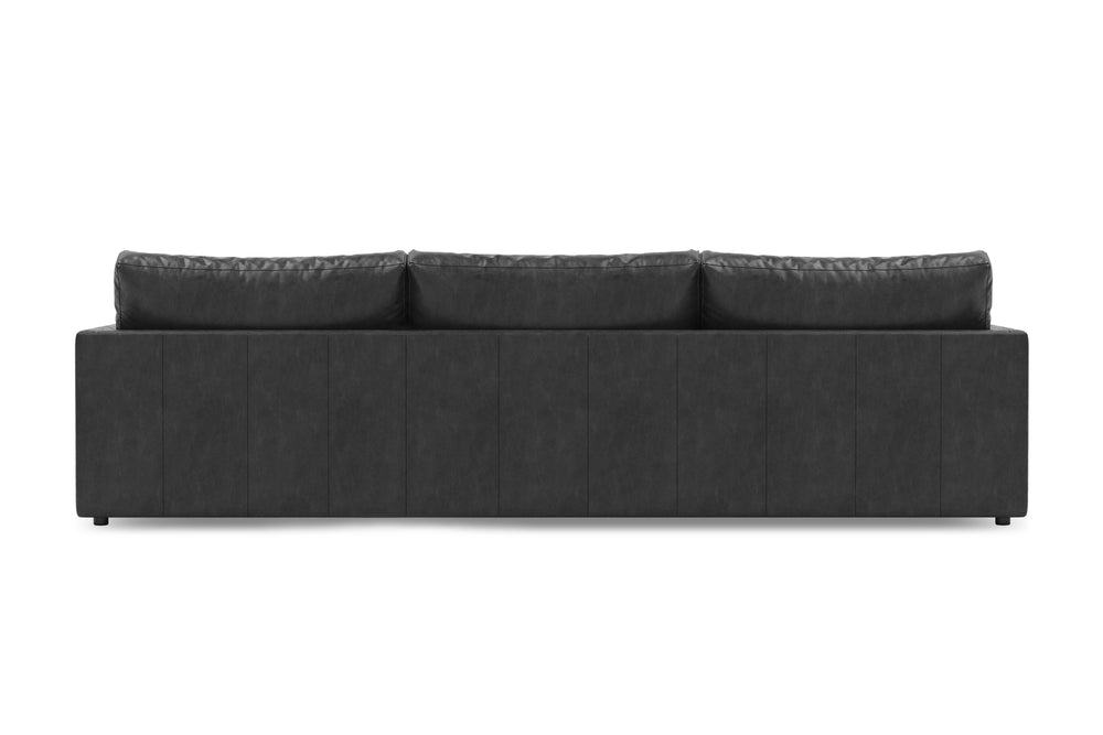 Valencia Serena Leather Three Seats Sectional Sofa, Black