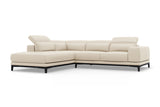 Valencia Valletta Top Grain Leather L-Shape with Left Chaise Sofa, Rose Beige