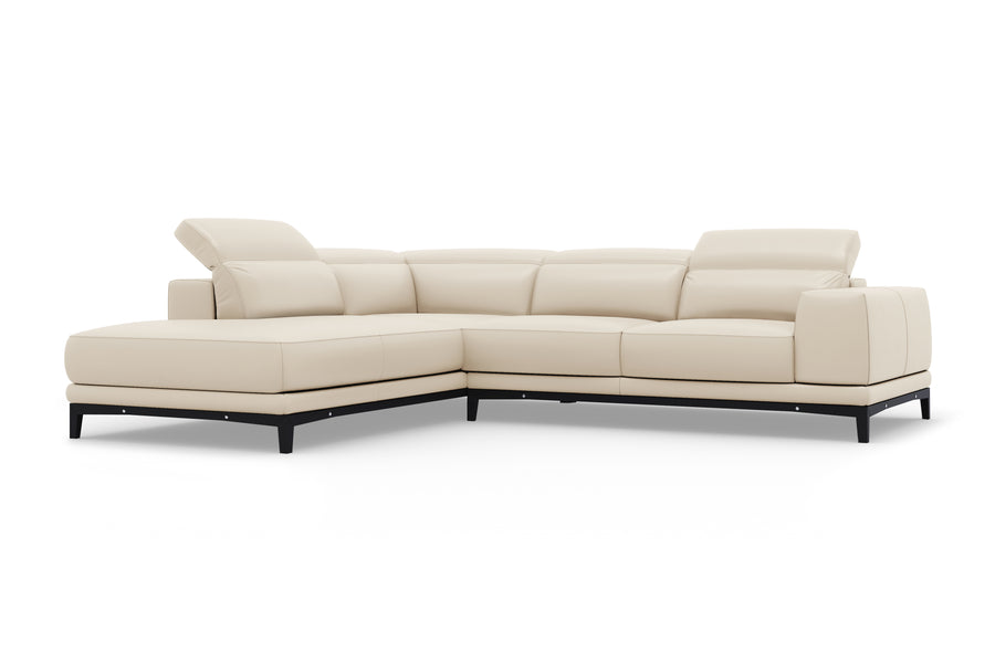 Valencia Valletta Top Grain Leather L-Shape with Left Chaise Sofa, Rose Beige