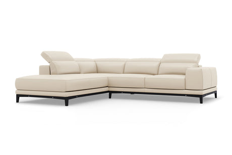 Valencia Valletta Top Grain Leather L-Shape with Left Chaise Sofa, Rose Beige