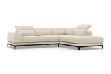 Valencia Valletta Top Grain Leather L-Shape with Right Chaise Sofa, Rose Beige