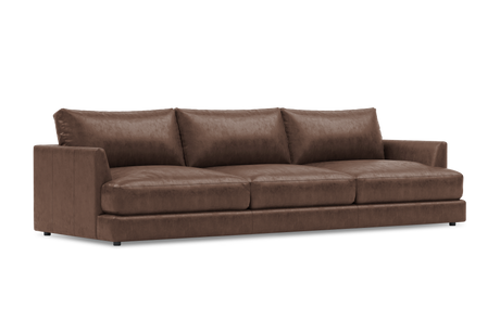 Valencia Serena Leather Three Seats Sectional Sofa, Brown