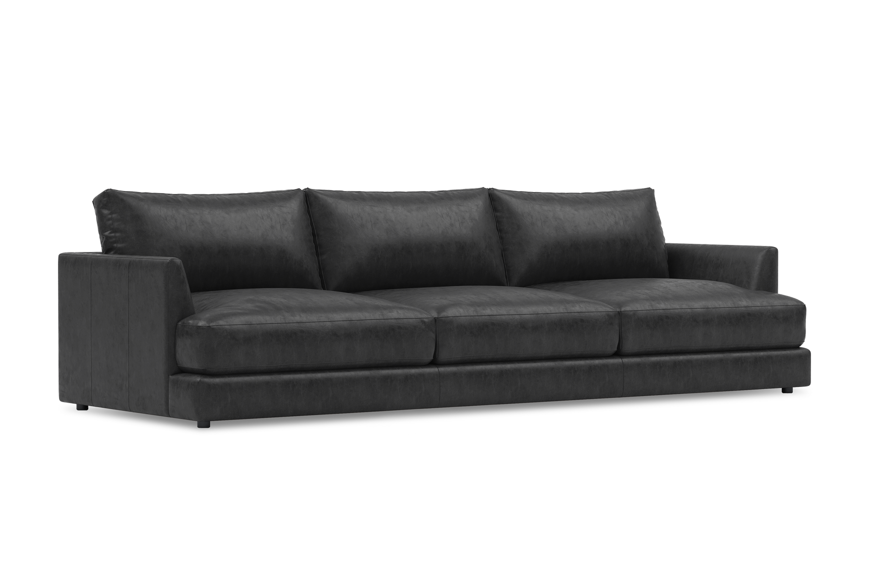 Valencia Serena Leather Three Seats Sectional Sofa, Black