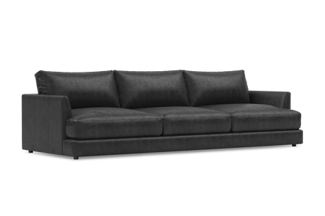 Valencia Serena Leather Three Seats Sectional Sofa, Black