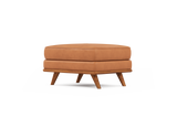 Valencia Artisan Top Grain Leather Ottoman, Cognac Color
