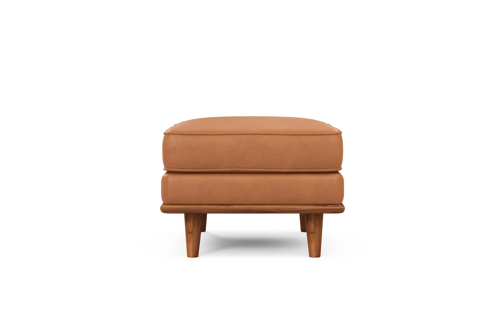 Valencia Artisan Top Grain Leather Ottoman, Cognac Color