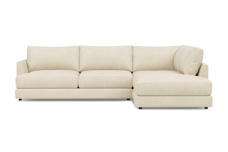 Valencia Serena Leather Three Seats with Right Chaise Sectional Sofa, Beige