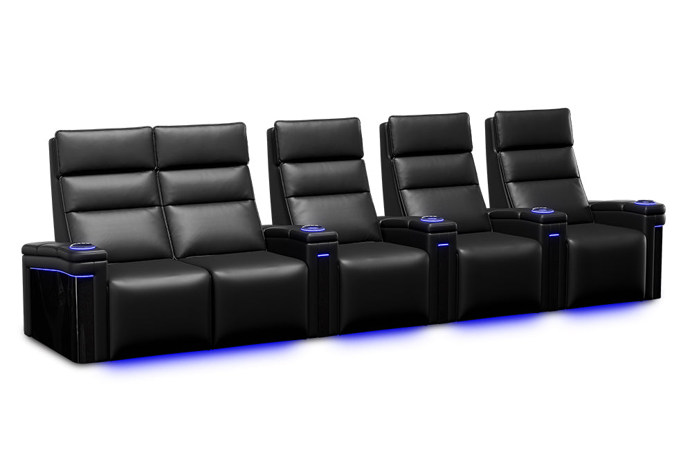 Valencia Monza Carbon Fiber Home Theater Seating Row of 5 Loveseat Left Black