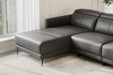 Valencia Andria Modern Left Hand Facing Top Grain Leather Reclining Sectional, Grey