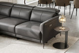 Valencia Andria Modern Left Hand Facing Top Grain Leather Reclining Sectional, Grey