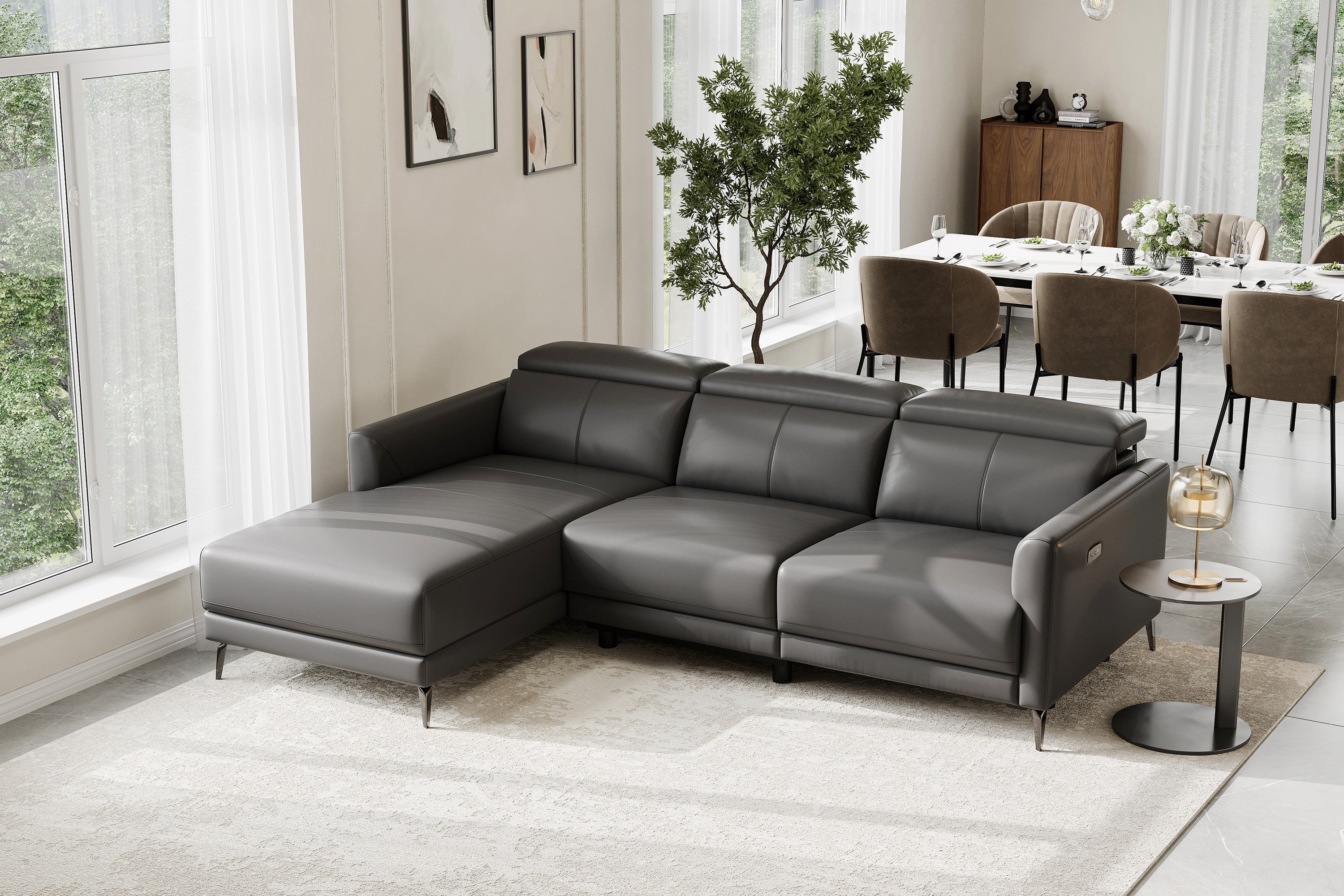 Leather electric on sale reclining sectional