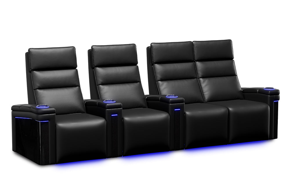 Valencia Monza Carbon Fiber Home Theater Seating Row of 4 Loveseat Right Black