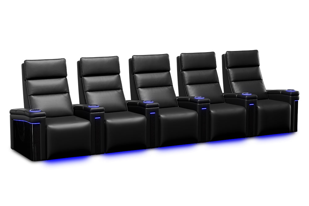 Valencia Monza Carbon Fiber Home Theater Seating Row of 5 Black