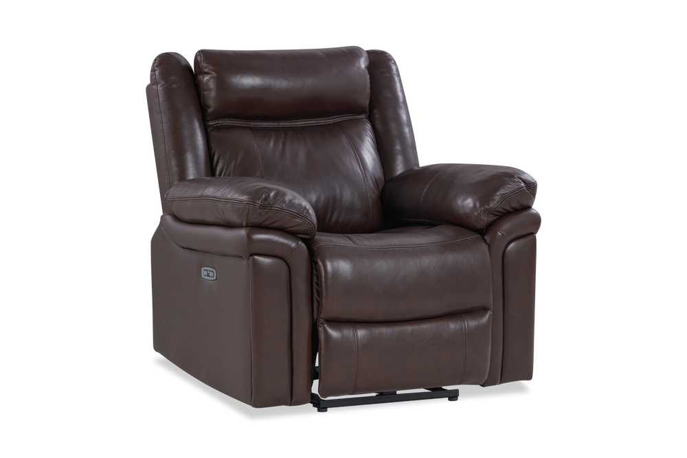 Dark brown leather loveseat recliner deals