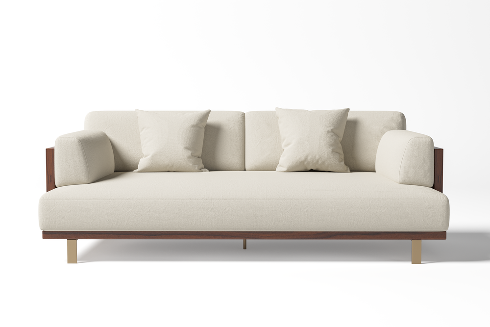 Valencia Emilia Fabric Modern Sofa, Beige Color