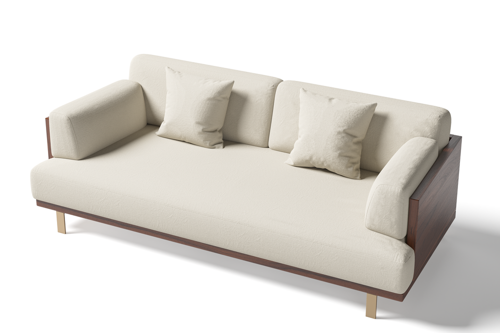 Valencia Emilia Fabric Modern Sofa, Beige Color