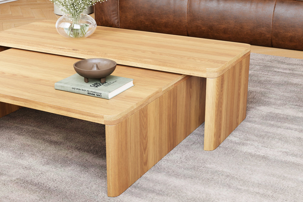 Valencia Madeline Solid Oak Rectangular Coffee Table, Natural Color