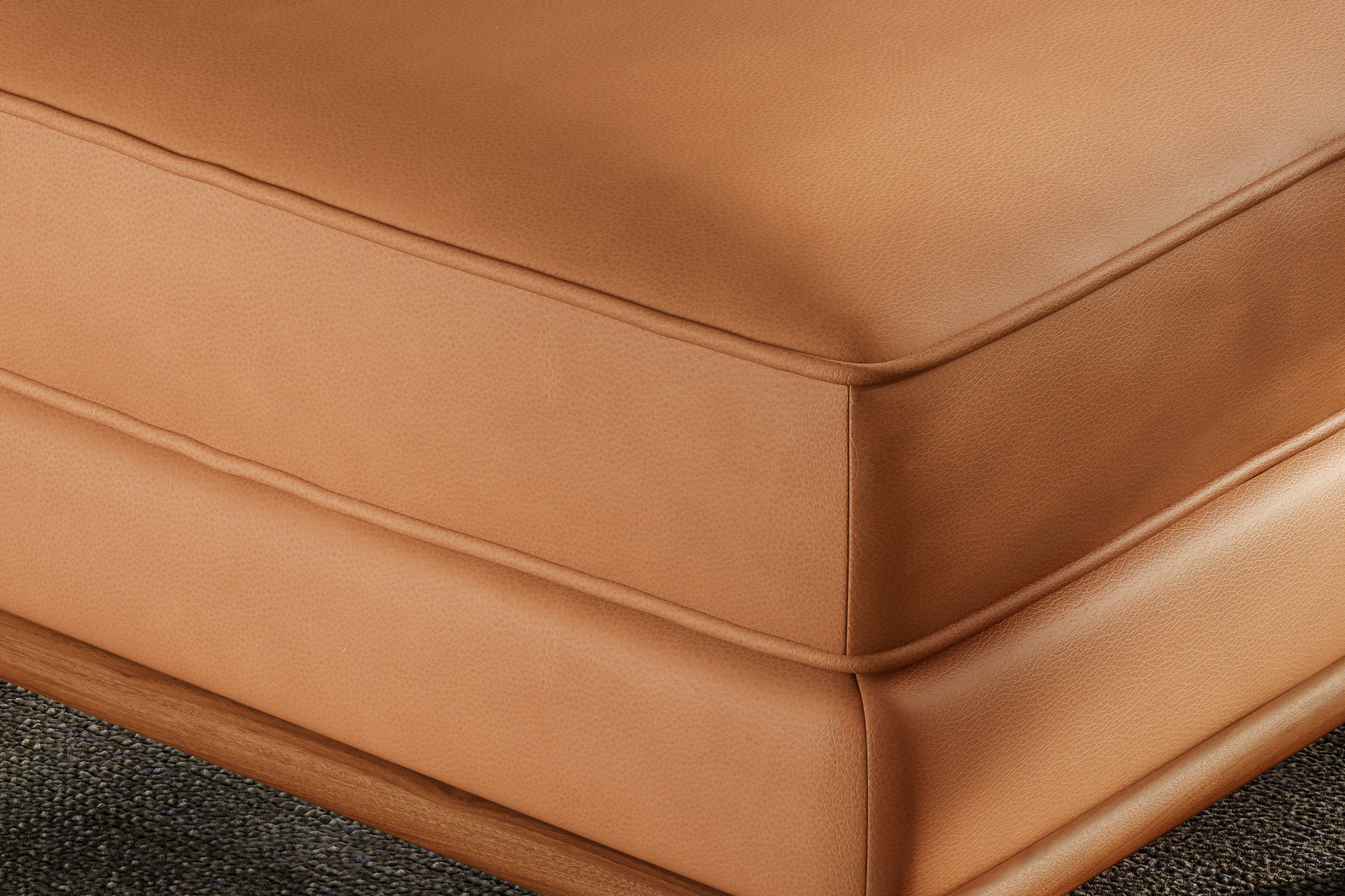 Valencia Artisan Top Grain Leather Ottoman, Cognac Color