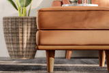 Valencia Artisan Top Grain Leather Ottoman, Cognac Color