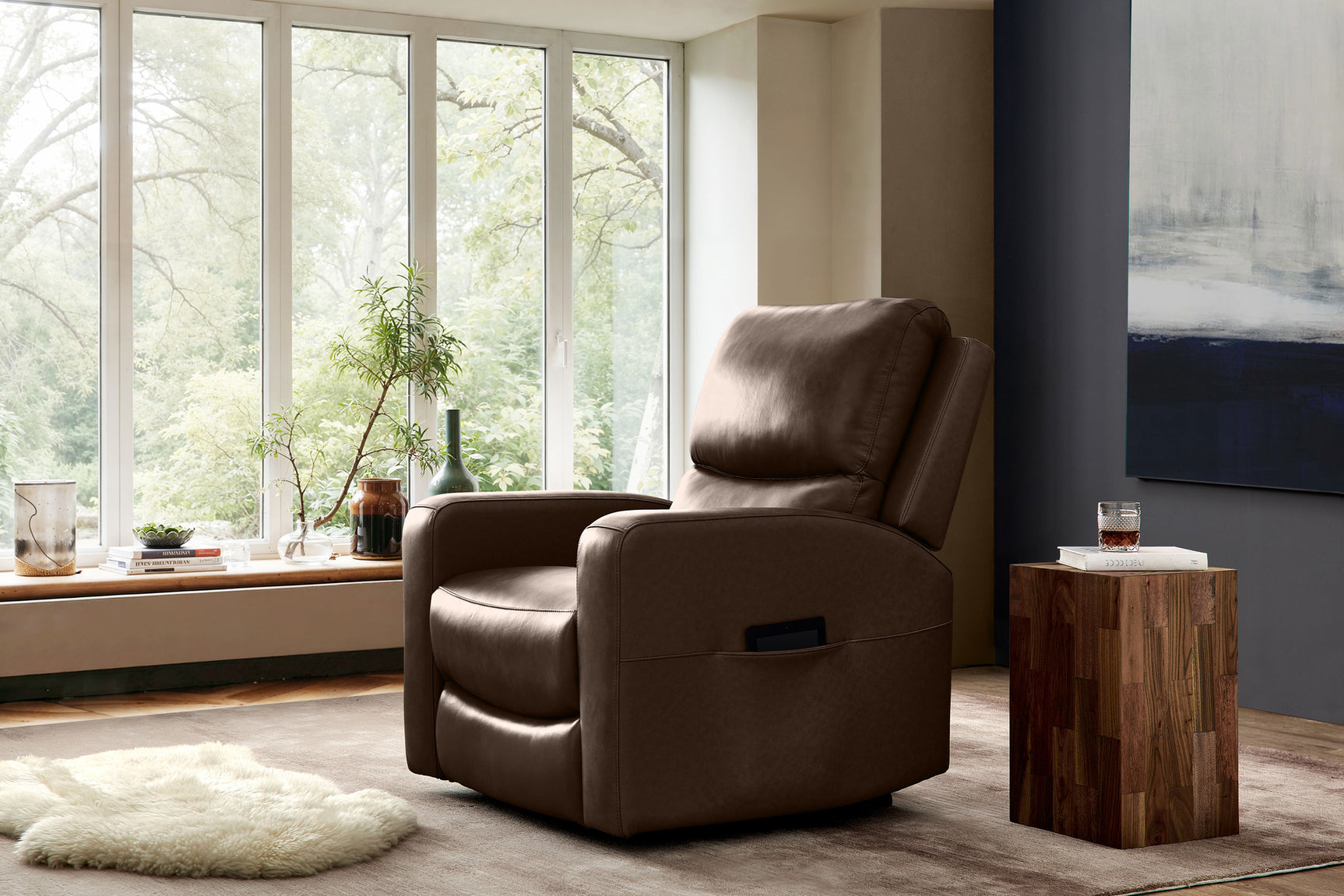 Hector Leather Power Lift Recliner Chair with Heat & Massage