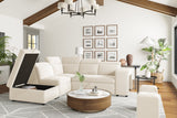 Valencia Finn Fabric Sectional Sofa Bed with Left Hand Storage, Beige Color