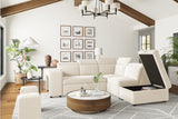 Valencia Finn Fabric Sectional Sofa Bed with Right Hand Storage, Beige Color