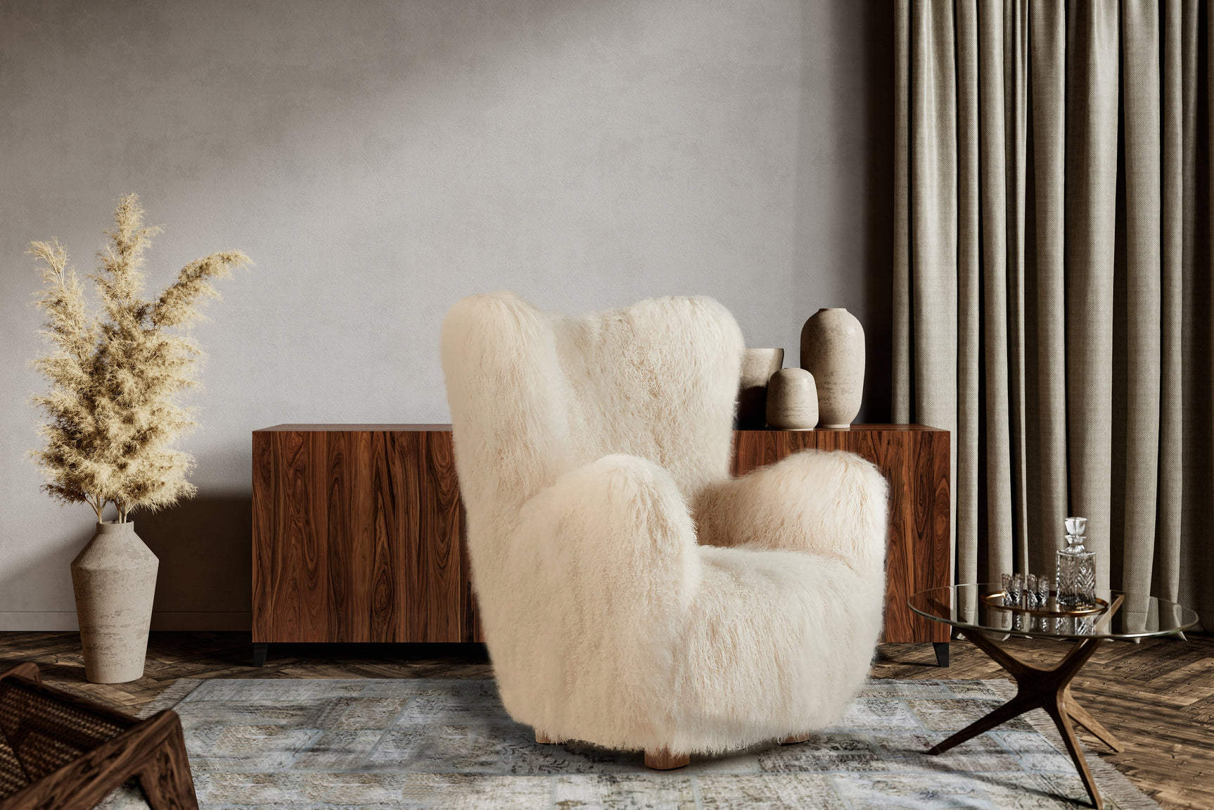 Pina Genuine Sheepskin Accent Chair