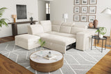 Valencia Finn Fabric Sectional Sofa Bed with Left Hand Storage, Beige Color