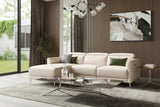 Valencia Andria Modern Left Hand Facing Top Grain Leather Reclining Sectional Sofa, Beige Color