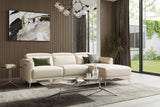Valencia Andria Modern Right Hand Facing Top Grain Leather Reclining Sectional Sofa, Beige Color