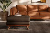 Valencia Artisan Top Grain Leather Ottoman, Chocolate Color