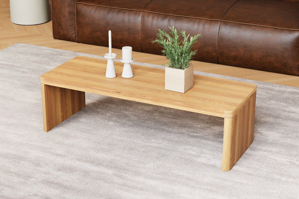Valencia Madeline Solid Oak Rectangular Coffee Table, Natural Color