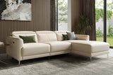 Valencia Andria Modern Right Hand Facing Top Grain Leather Reclining Sectional Sofa, Beige Color