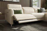 Valencia Andria Modern Right Hand Facing Top Grain Leather Reclining Sectional Sofa, Beige Color